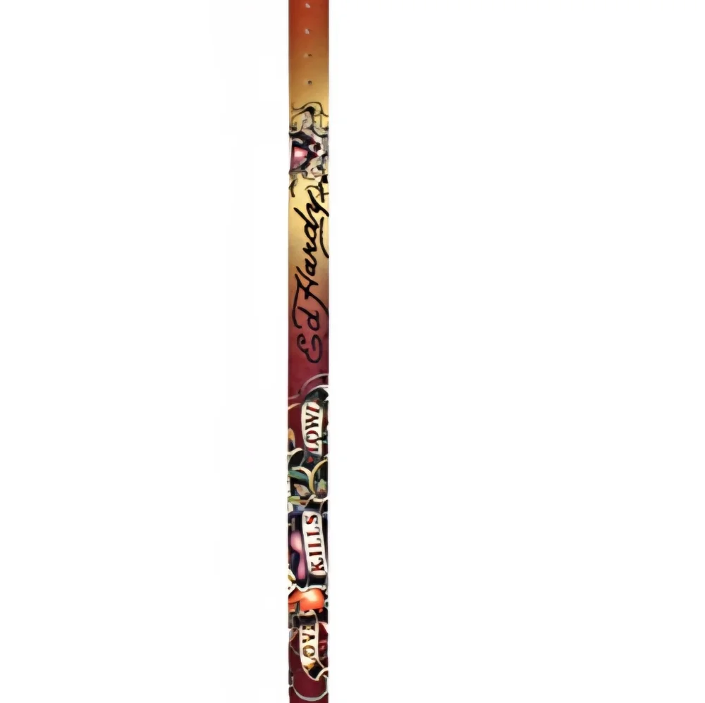 Ed Hardy EH3298 Love Kills Slowly -Kids Brown Gold Leather Belt XL Waist 28